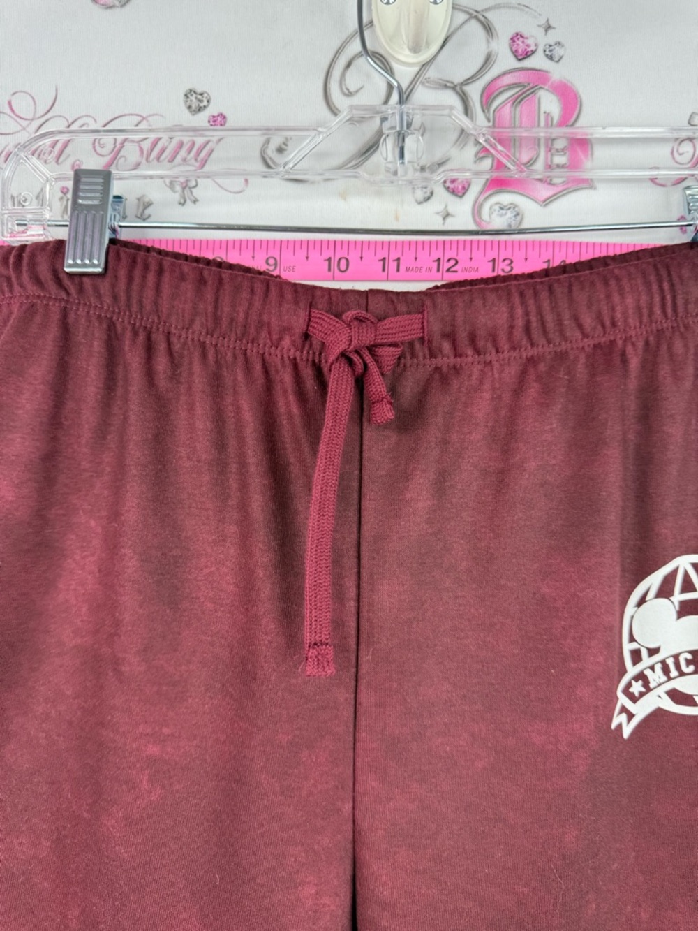 Disney sweatpants, Mickey and friends Mickey Mouse Maroon Track Pants White Logo - Picture 6 of 10